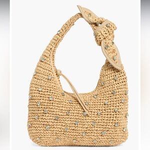Nordstrom Urban Expressions Tan Woven Women's Bag with Diamond Studs